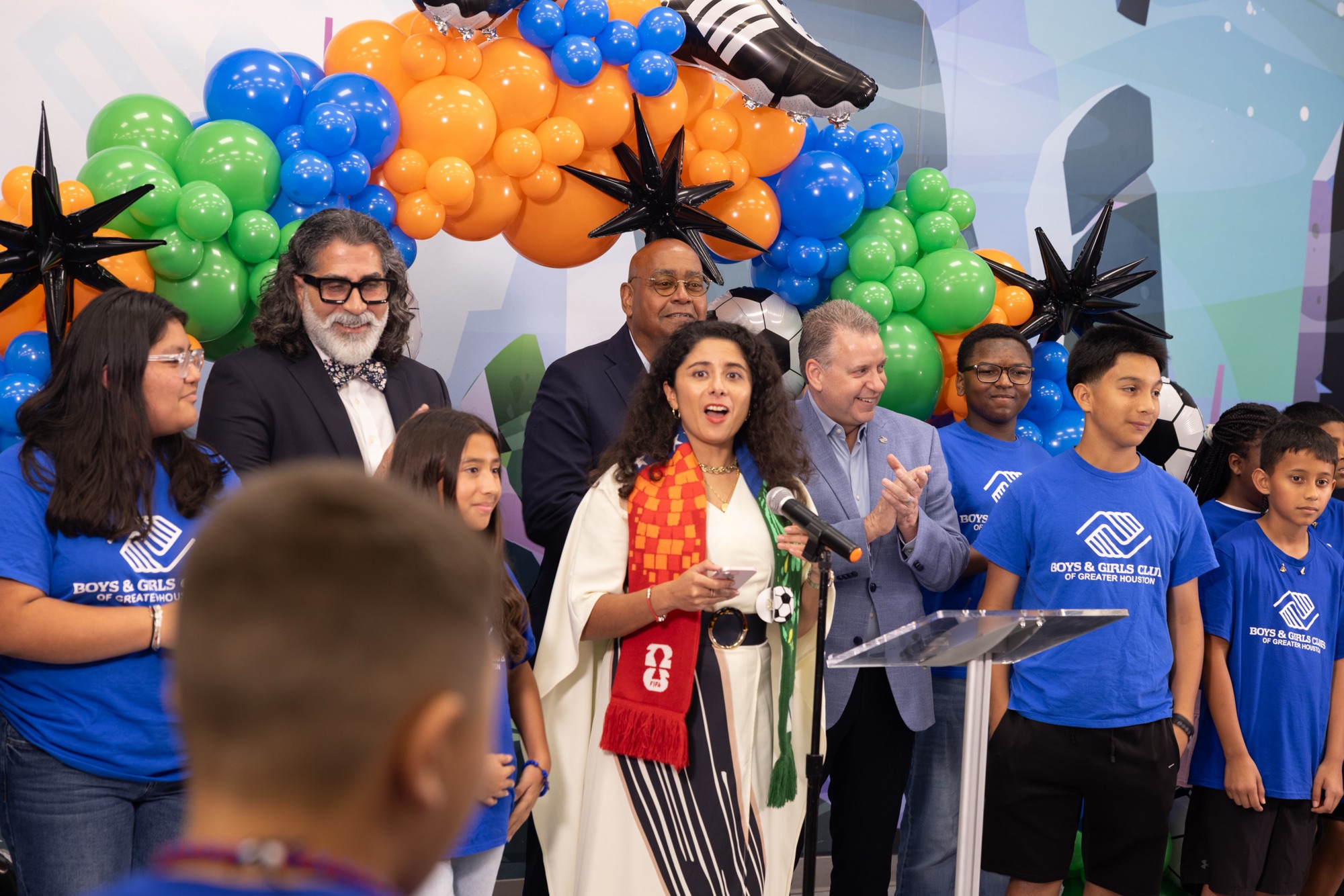 Photo from the Road to the World Cup youth ticket announcement with Judge Lina Hidalgo